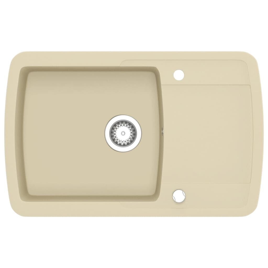VidaXL Granieten Spoelbak Enkele Bak Beige - 35% Korting