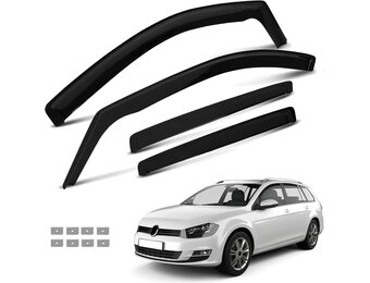 Windabweiser Kompatibel mit VW Golf MK7 MK8 2012-2025 Regenabweiser Seitenscheiben Integrierte Deflektoren 4 Stück mit Festem Clip