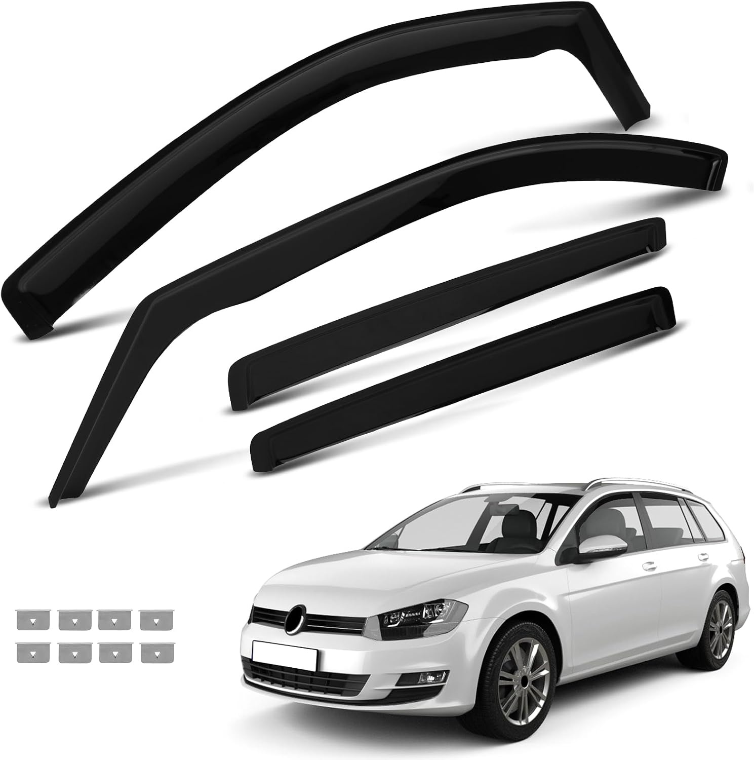 WindschermenVW Golf MK7 MK8 2012-2025 | Zijruitdeflectoren 4 Stuks | 59% Korting