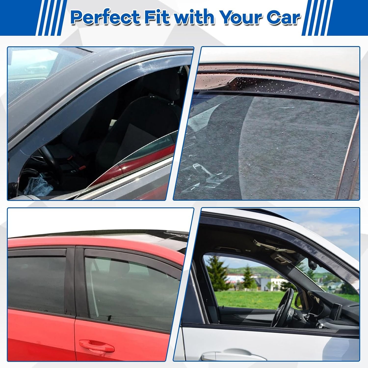 WindschermenVW Golf MK7 MK8 2012-2025 | Zijruitdeflectoren 4 Stuks | 59% Korting
