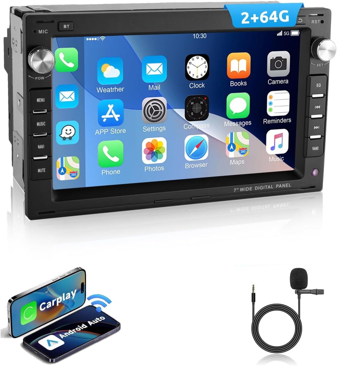 ESSGOO 7 Inch Android 15 Autoradio voor VW, Skoda en Seat - 2GB RAM & 64GB ROM - CarPlay & Android Auto