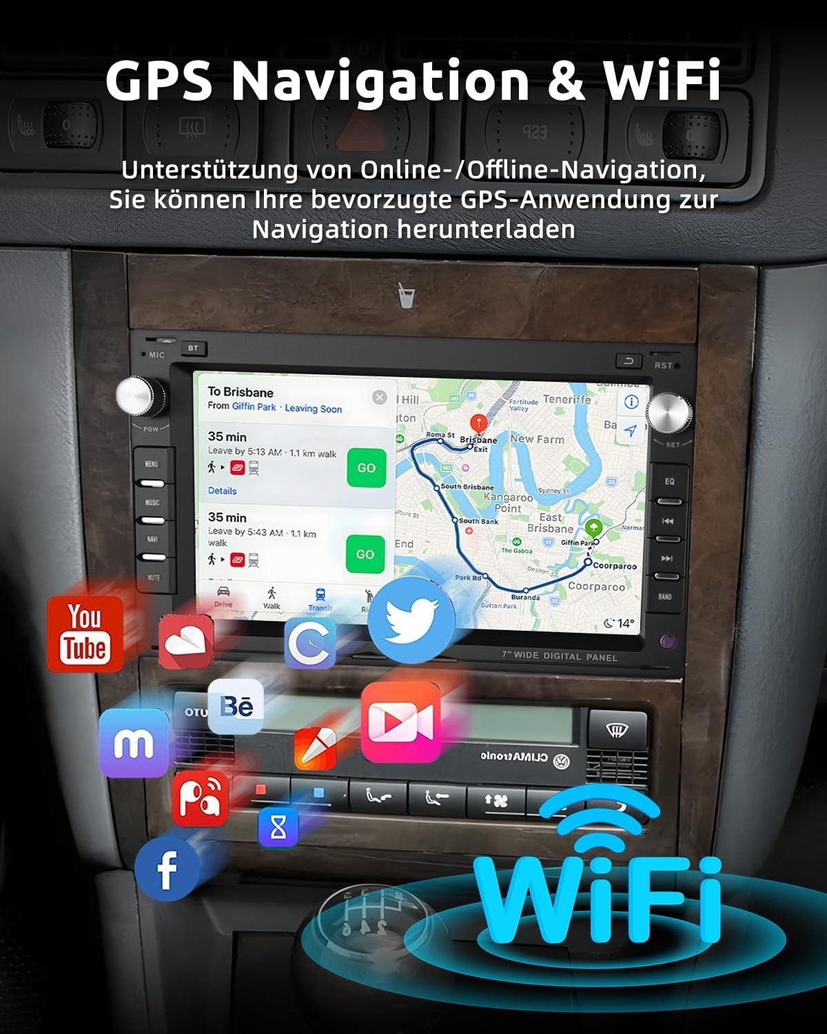 ESSGOO 7 Inch Android 15 Autoradio voor VW, Skoda en Seat - 2GB RAM & 64GB ROM - CarPlay & Android Auto