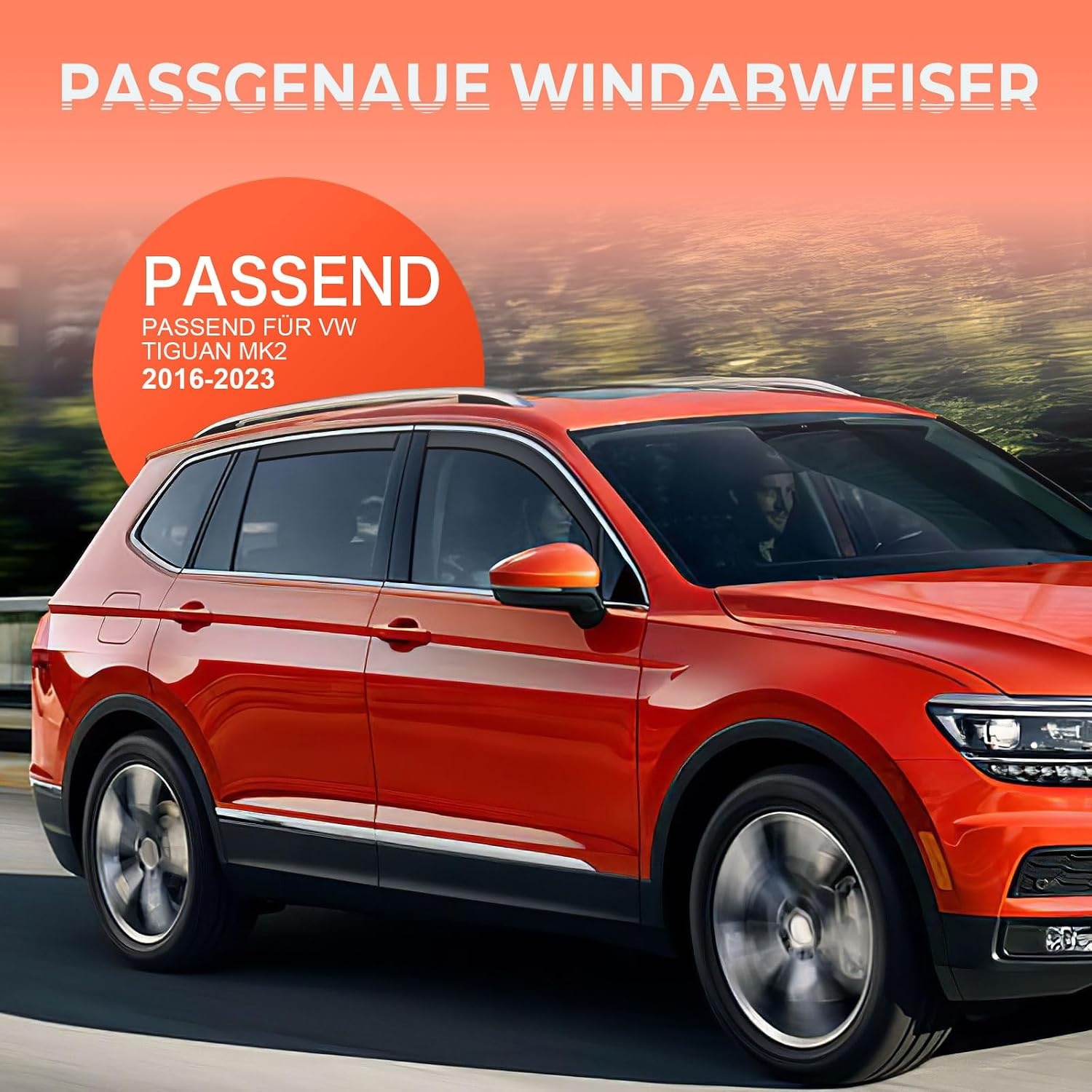 GEARMONSTER Winddeflectoren voor VW Tiguan 2016-2023 5-deurs regenbescherming geïntegreerde spoilers, 4 stuks, zwart
