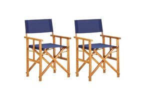 2 Regisseursstoelen Massief Acaciahout Blauw - 47% Korting