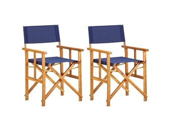 vidaXL Regisseursstoelen 2 st massief acaciahout blauw