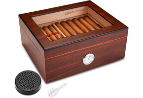 Humidor Cederhout - 50-70 Sigaren - Met Hygrometer & Bevochtiger - 53% Korting