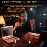 Humidor Cederhout - 50-70 Sigaren - Met Hygrometer & Bevochtiger - 53% Korting