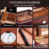 Humidor Cederhout - 50-70 Sigaren - Met Hygrometer & Bevochtiger - 53% Korting