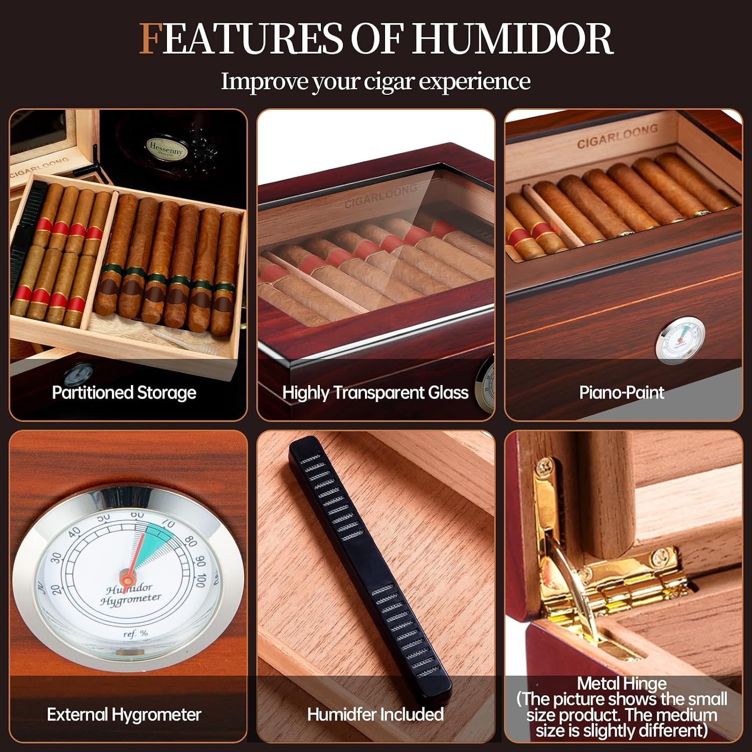 Humidor Cederhout - 50-70 Sigaren - Met Hygrometer & Bevochtiger - 53% Korting