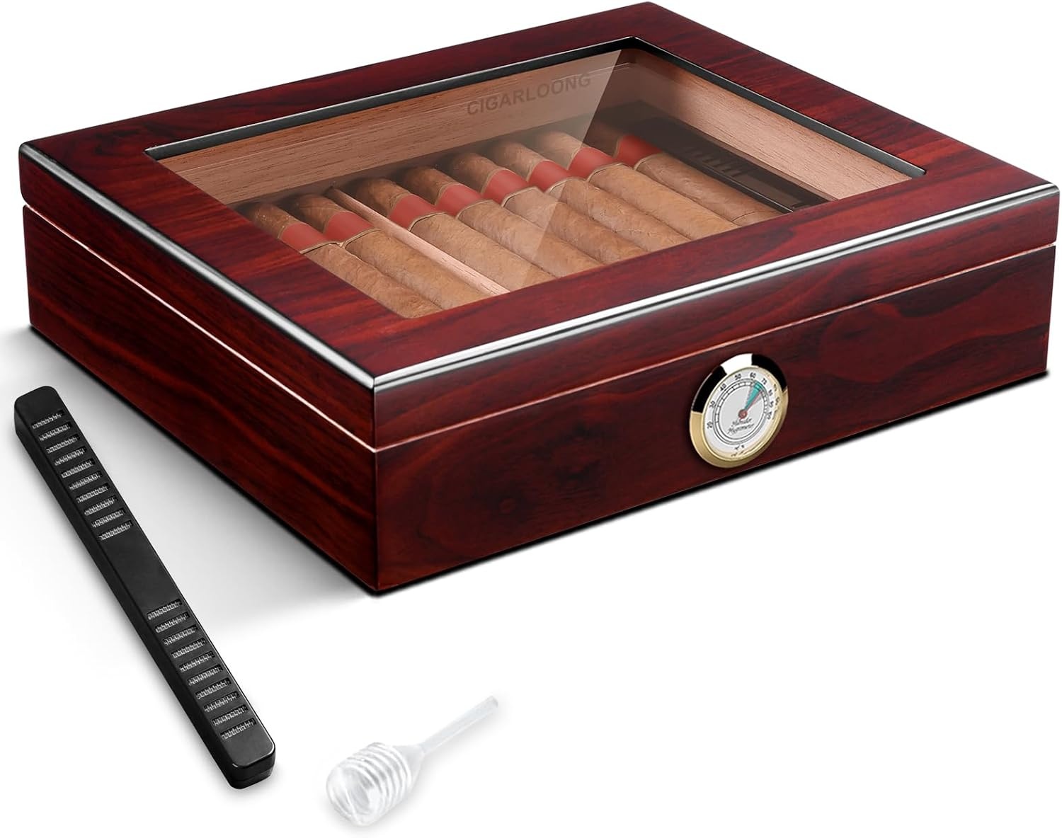 Humidor Cederhout - 50-70 Sigaren - Met Hygrometer & Bevochtiger - 53% Korting