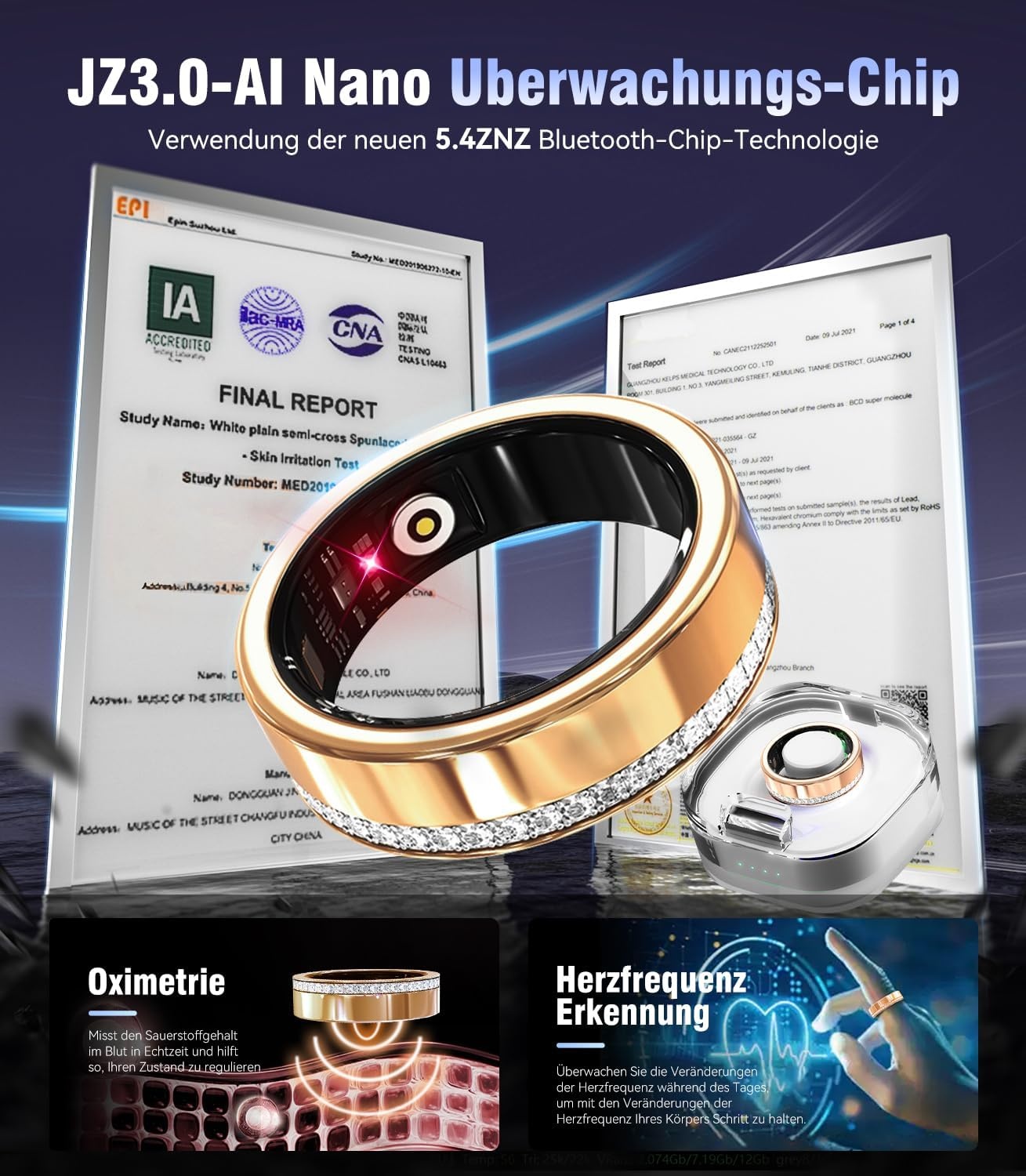 Smart Ring Fitness Tracker - Waterdicht, SpO2, Slaap - Zilver Maat 7 - 60% Korting