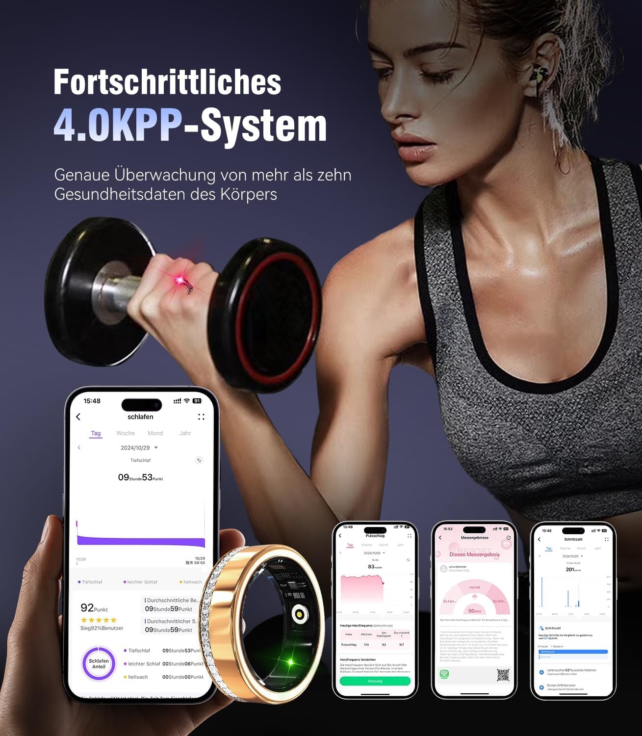 Smart Ring Fitness Tracker - Waterdicht, SpO2, Slaap - Zilver Maat 7 - 60% Korting