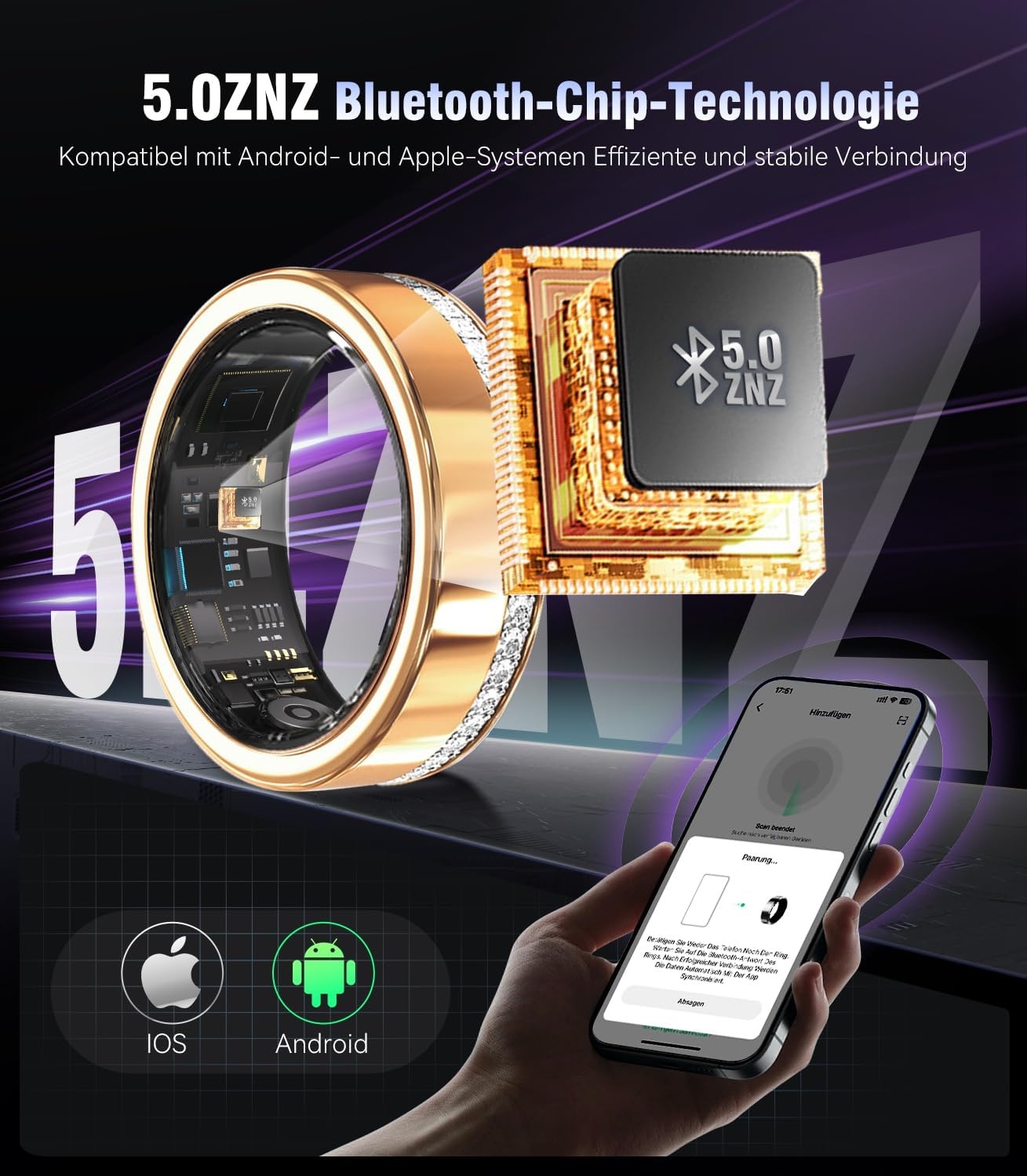 Smart Ring Fitness Tracker - Waterdicht, SpO2, Slaap - Zilver Maat 7 - 60% Korting
