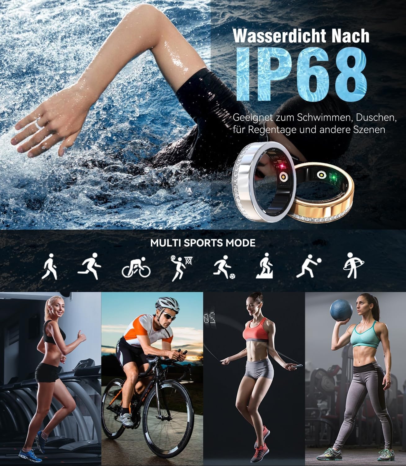 Smart Ring Fitness Tracker - Waterdicht, SpO2, Slaap - Zilver Maat 7 - 60% Korting