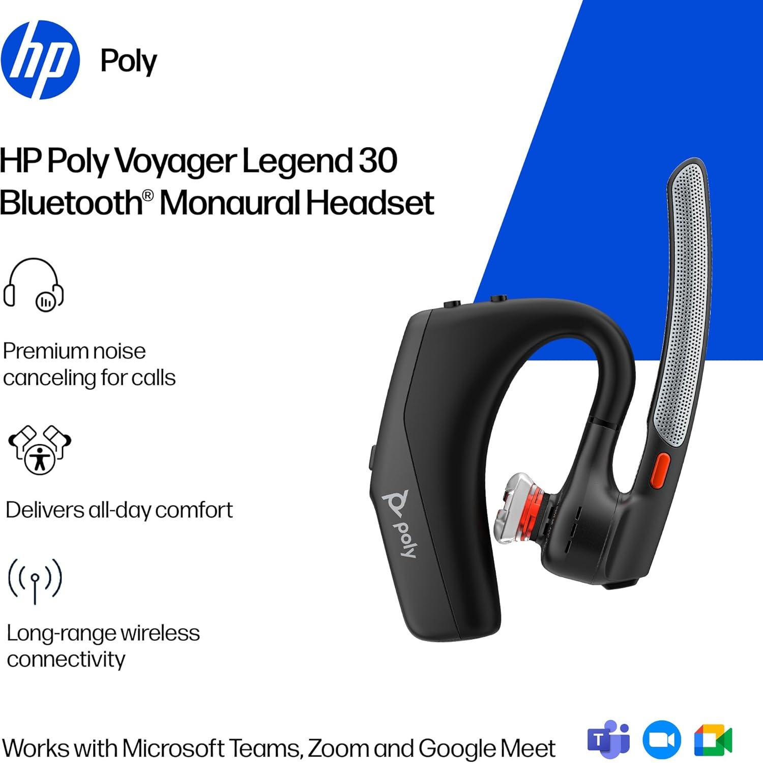 Poly Voyager Legend 30 Bluetooth Headset Zwart - Draadloze Monaurale Headset