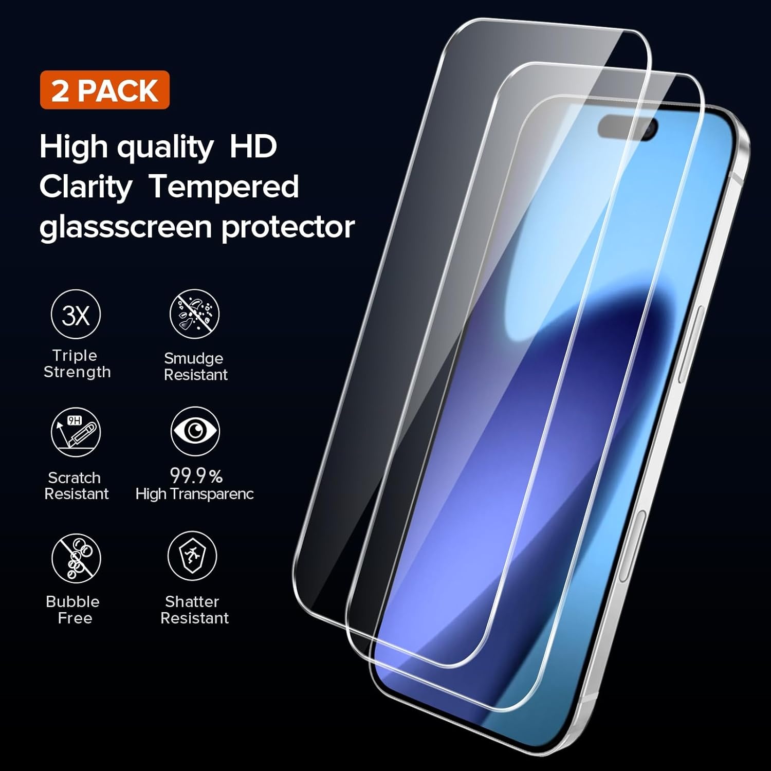 Schokbestendig iPhone Hoesje (6,5") Zwart | 2x Screenprotector | -60%
