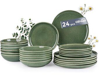 24-delige Aardewerk Servies Set 6 Pers. | Handgemaakt | 30% Korting