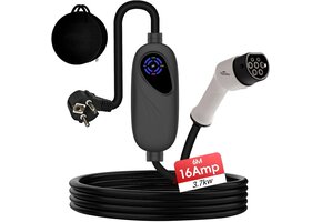 Mobiele Ladekabel Type 2 naar Schuko 3,7kW - 6m, Instelbaar