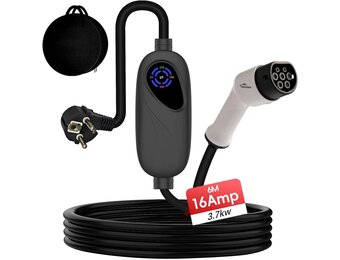Mobiele Ladekabel Type 2 naar Schuko 3,7kW - 6m, Instelbaar