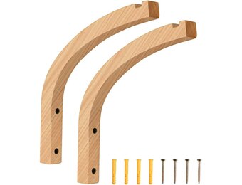 2 Houten Plantenhaken Naturel | Wandhangers | Set van 2 | 23,3 cm