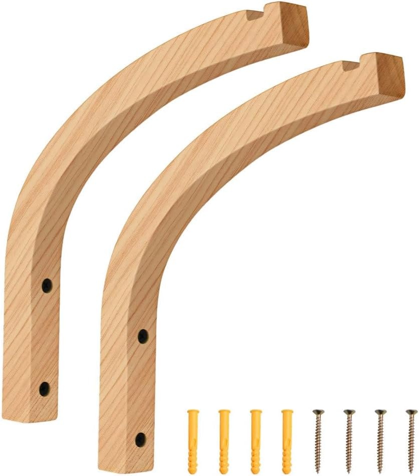 2 Houten Plantenhaken Naturel | Wandhangers | Set van 2 | 23,3 cm