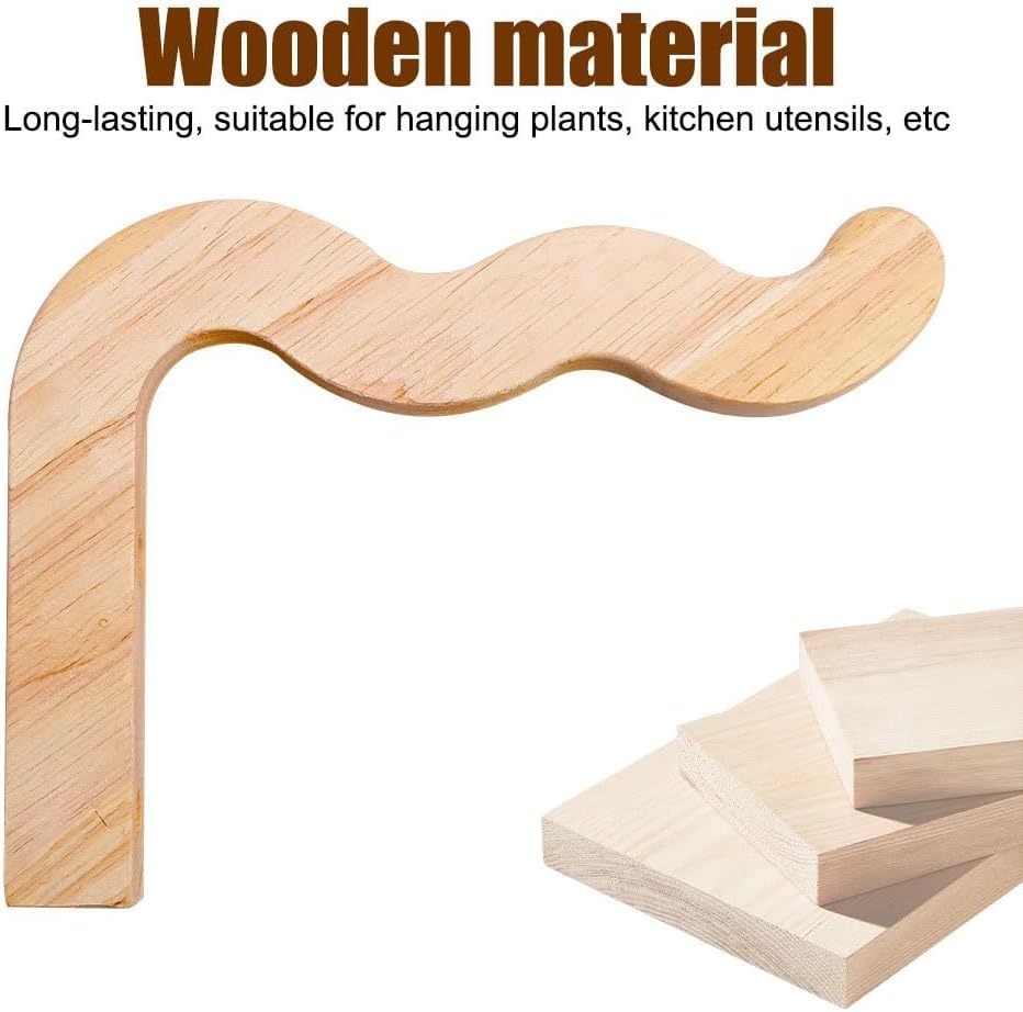 2 Houten Plantenhaken Naturel | Wandhangers | Set van 2 | 23,3 cm