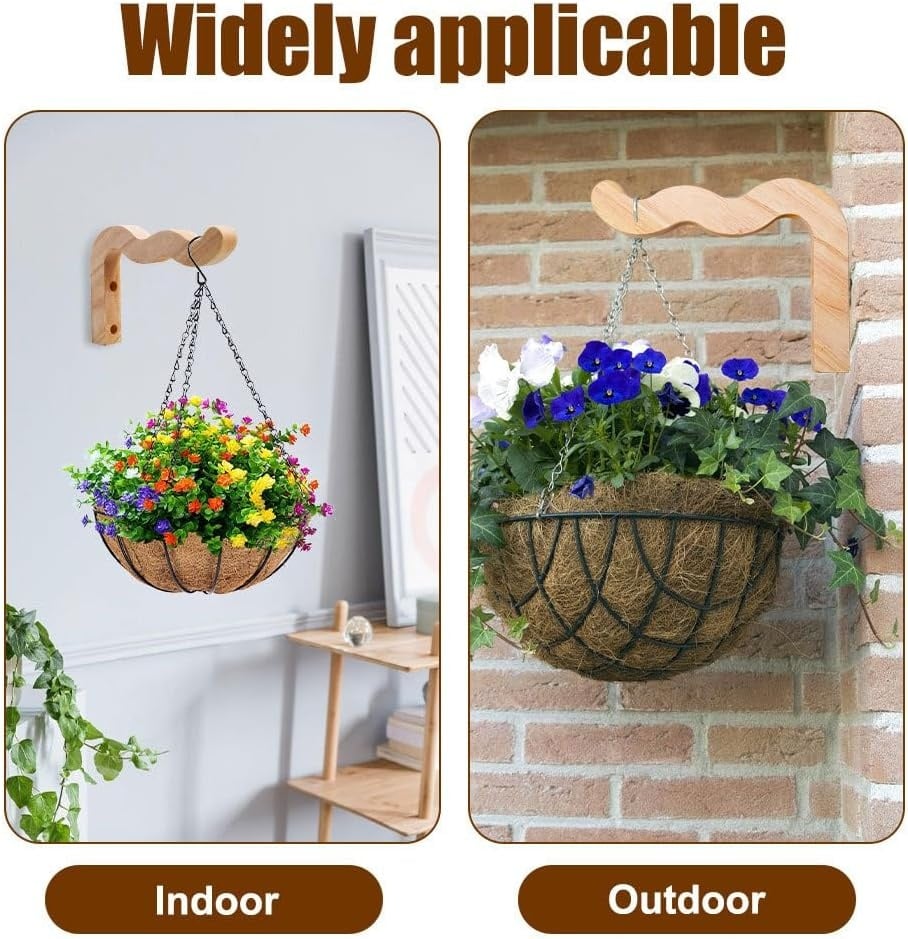 2 Houten Plantenhaken Naturel | Wandhangers | Set van 2 | 23,3 cm