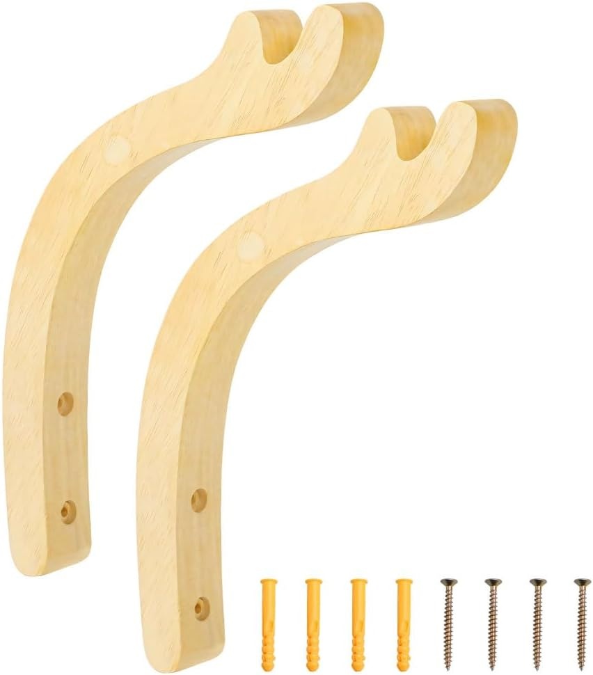 2 Houten Plantenhaken Naturel | Wandhangers | Set van 2 | 23,3 cm