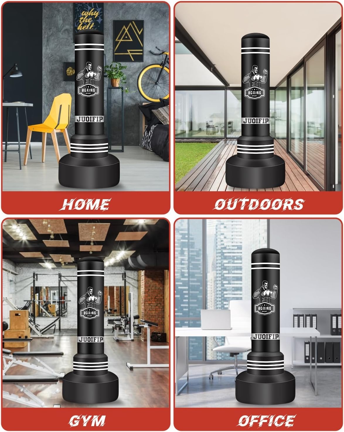 Opblaasbare Bokszak 180cm - Duurzaam PVC, Zwart - 29% Korting!