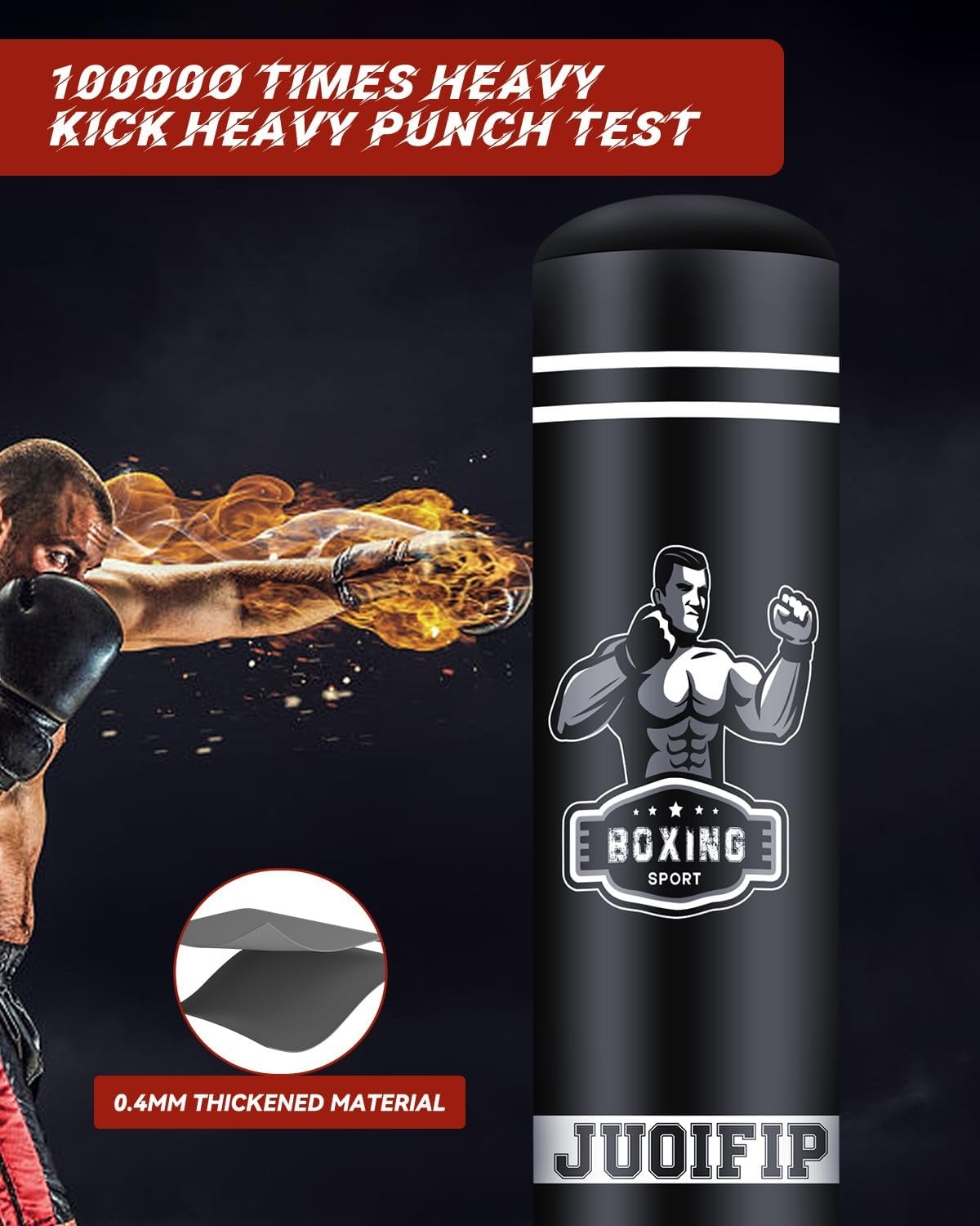 Opblaasbare Bokszak 180cm - Duurzaam PVC, Zwart - 29% Korting!