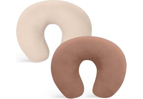 Ademende Voedingskussenhoezen 2-delig | Lichtbruin & Beige | 57x45 cm | -56%