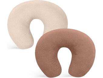 Mousseline Voedingskussenhoezen 2-delig (Lichtbruin/Beige) - 27% Korting!