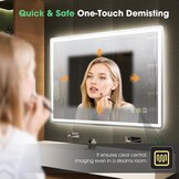 S'bagno Bluetooth-Bathroom-Mirror-with-LED-Lights 1000x700mm, LED-Bathroom-Mirror with Defogging Mat, 3000K-6500K, Dimmable, Memory, HD Tempered Glass, IP44 Waterproof, Horizontal/Vertical