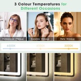S'bagno Bluetooth-Bathroom-Mirror-with-LED-Lights 1000x700mm, LED-Bathroom-Mirror with Defogging Mat, 3000K-6500K, Dimmable, Memory, HD Tempered Glass, IP44 Waterproof, Horizontal/Vertical