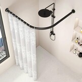 Douchegordijnstang zonder boren, verstelbare L-vormige douchegordijnhouder voor kleedkamer in de badkamer (75-95 x 90-130 cm)