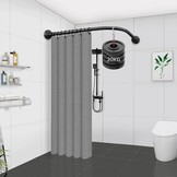 Douchegordijnstang zonder boren, verstelbare L-vormige douchegordijnhouder voor kleedkamer in de badkamer (75-95 x 90-130 cm)