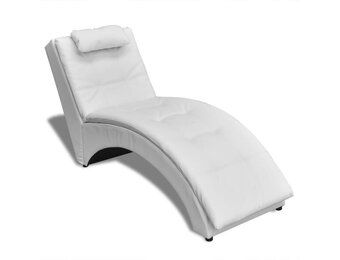 Moderne Witte Kunstleren Chaise Longue met Kussen - 35% Korting!