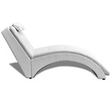 Moderne Witte Kunstleren Chaise Longue met Kussen - 35% Korting!