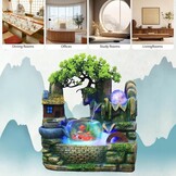 Waterfontein Groene Plantenfontein met LED, Feng Shui Wiel & Aquarium - 59% Korting