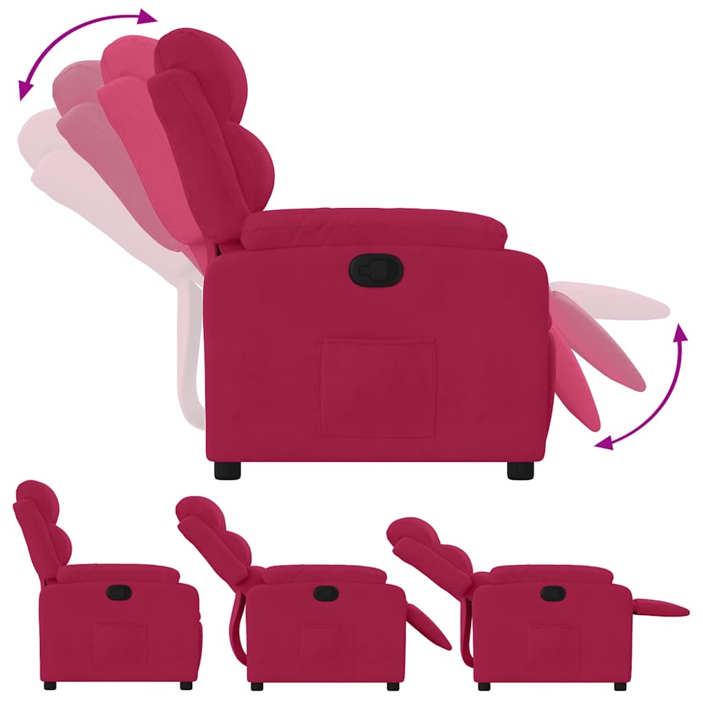 Verstelbare Fluwelen Fauteuil - Wijnrood met 35% Korting
