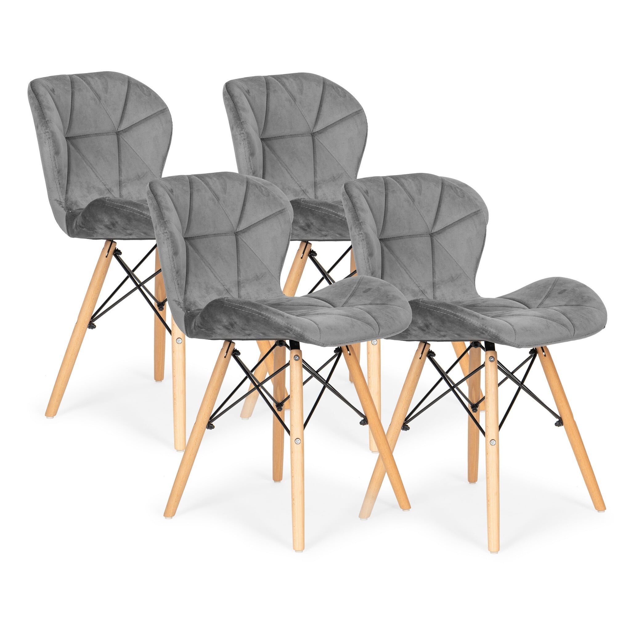 Grijze Fluweel Eetkamerstoelen (4x) met 35% Korting