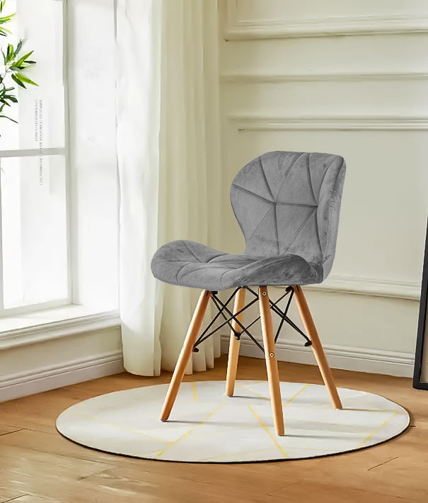 Grijze Fluweel Eetkamerstoelen (4x) met 35% Korting