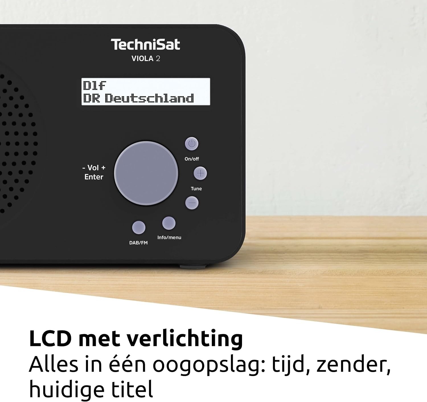 TechniSat VIOLA 2 - draagbare DAB-radio (DAB+, FM, luidspreker, koptelefoonaansluiting, tweeregelig display, knopbediening, klein, 1 Watt RMS) zwart