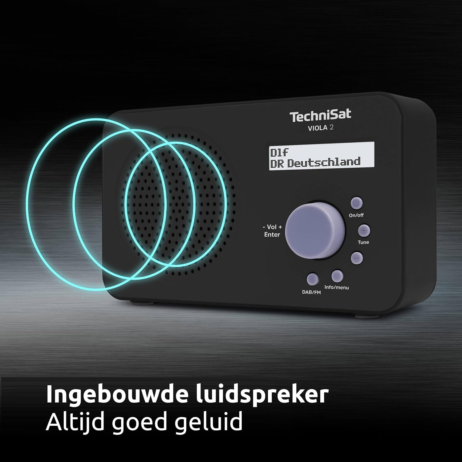 TechniSat VIOLA 2 - draagbare DAB-radio (DAB+, FM, luidspreker, koptelefoonaansluiting, tweeregelig display, knopbediening, klein, 1 Watt RMS) zwart