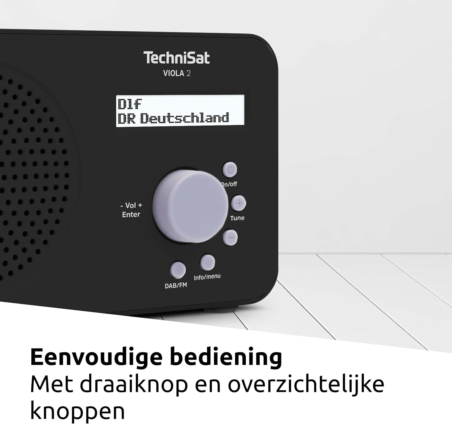 TechniSat VIOLA 2 - draagbare DAB-radio (DAB+, FM, luidspreker, koptelefoonaansluiting, tweeregelig display, knopbediening, klein, 1 Watt RMS) zwart