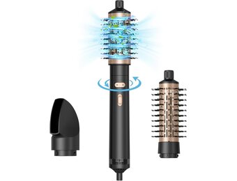 Vefacion 3-in-1 Roterende Warmluftborstel Zwart - Inclusief 38mm en 50mm opzetstukken