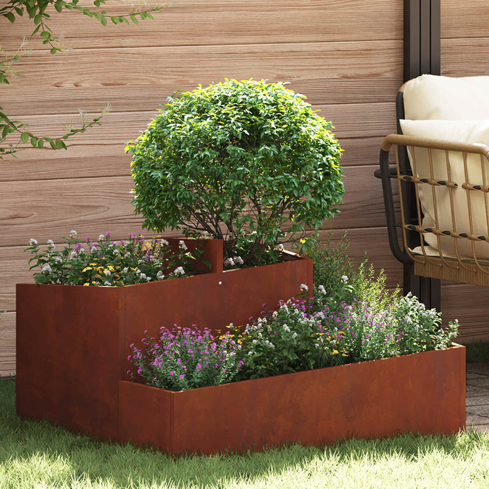 Cortenstaal Bloempot Bruin 80x80x50cm - 30% Korting