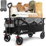 Opvouwbare Handkar 135L | 150kg | Zwart/Grijs | 360° Wielen met Rem | 34% Korting