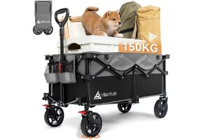 Opvouwbare Handkar 135L | 150kg | Zwart/Grijs | 360° Wielen met Rem | 34% Korting
