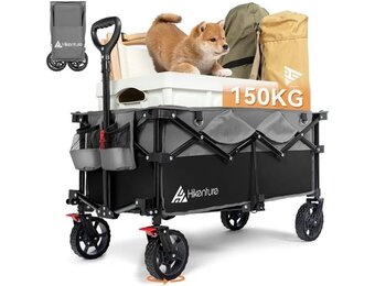 Opvouwbare Handkar 135L | 150kg | Zwart/Grijs | 360° Wielen met Rem | 34% Korting
